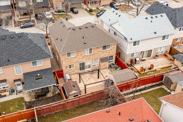 Overhead view of the the backyard at 14 White Rd, Brampton