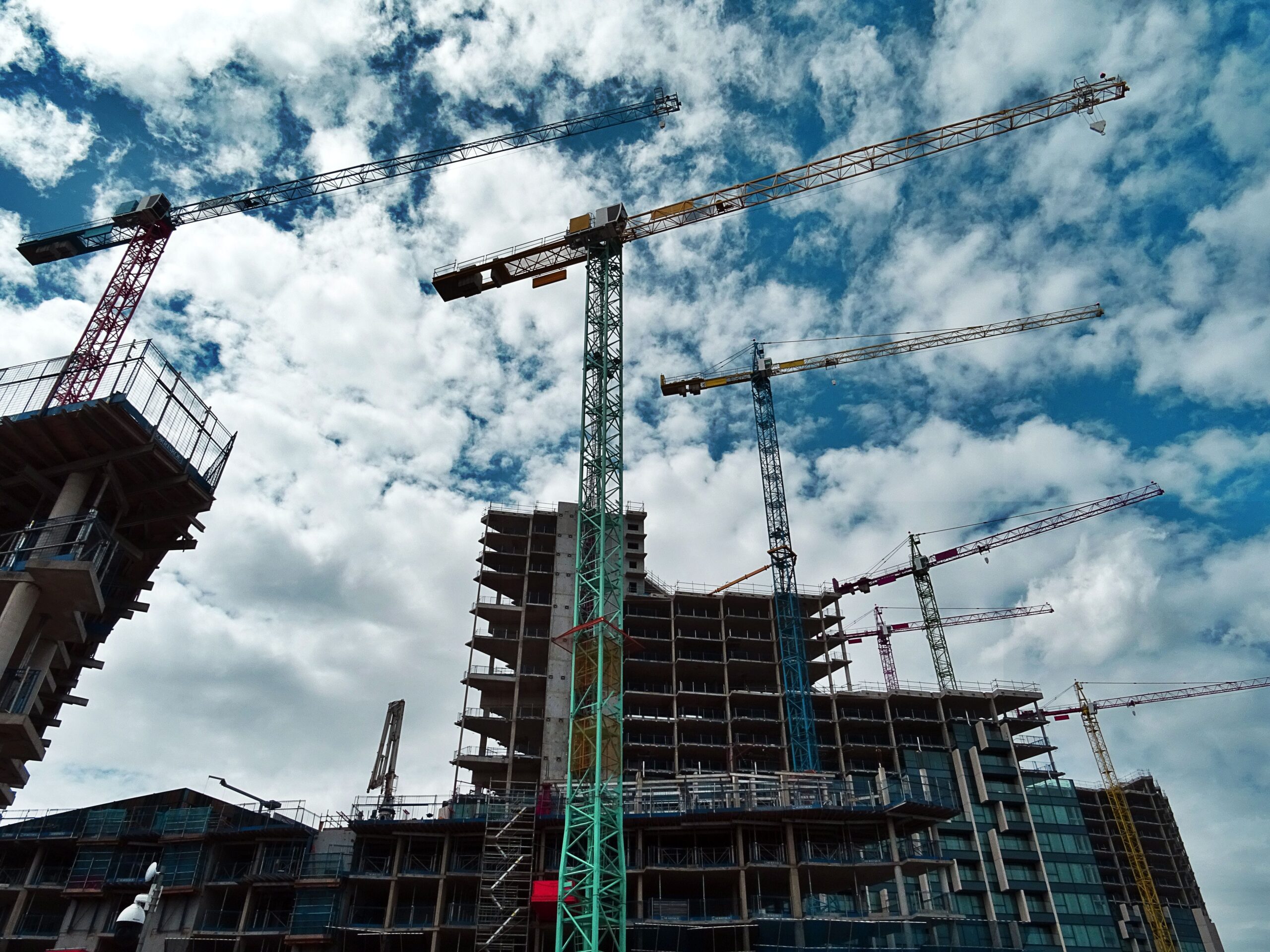 New construction with cranes in the ground .