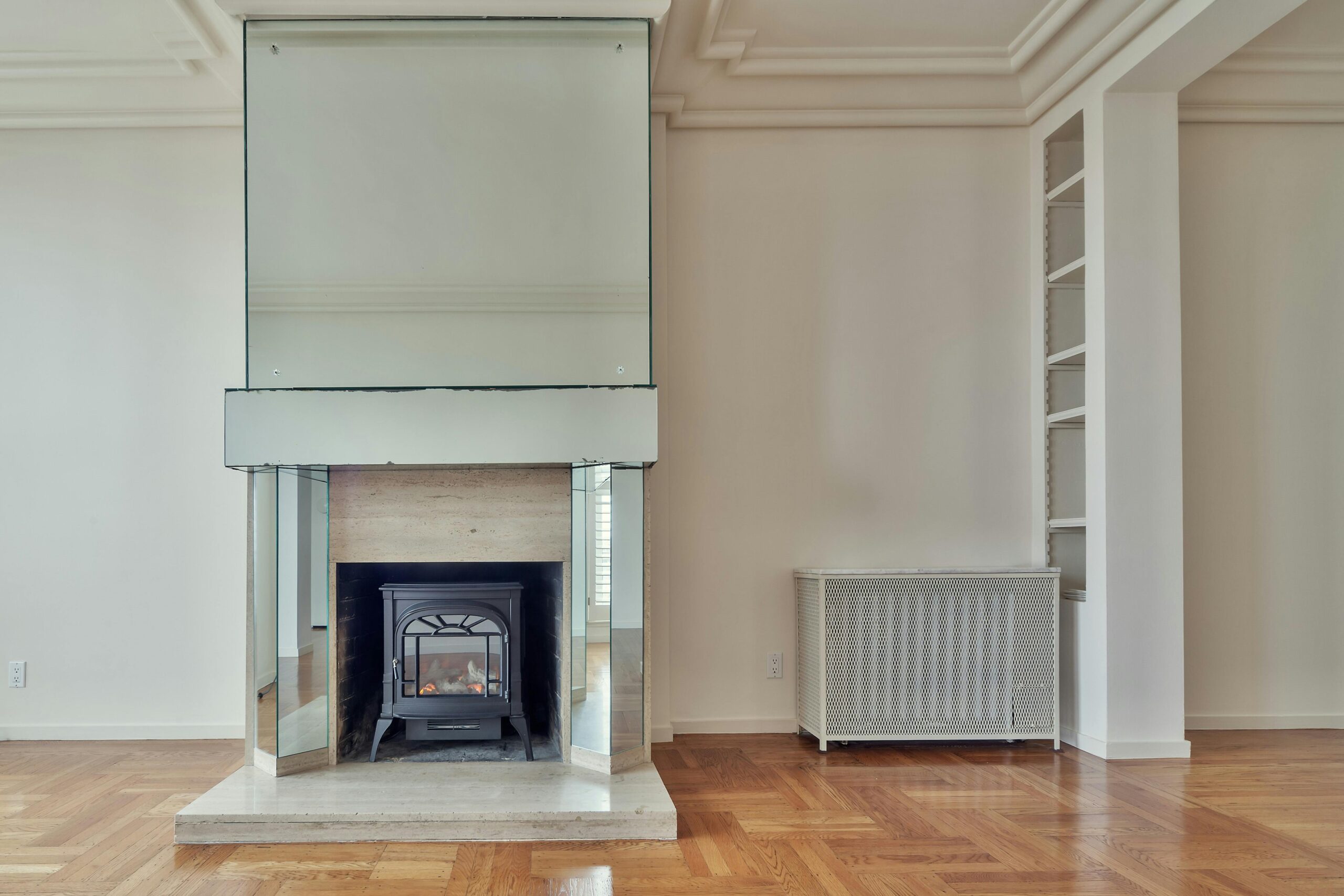 Empty living room in a home for sale during divorce.