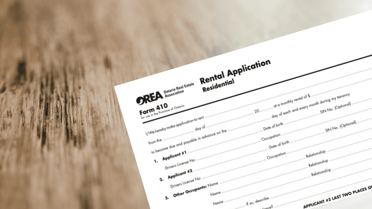 Blank rental application used in Ontario leasing.
