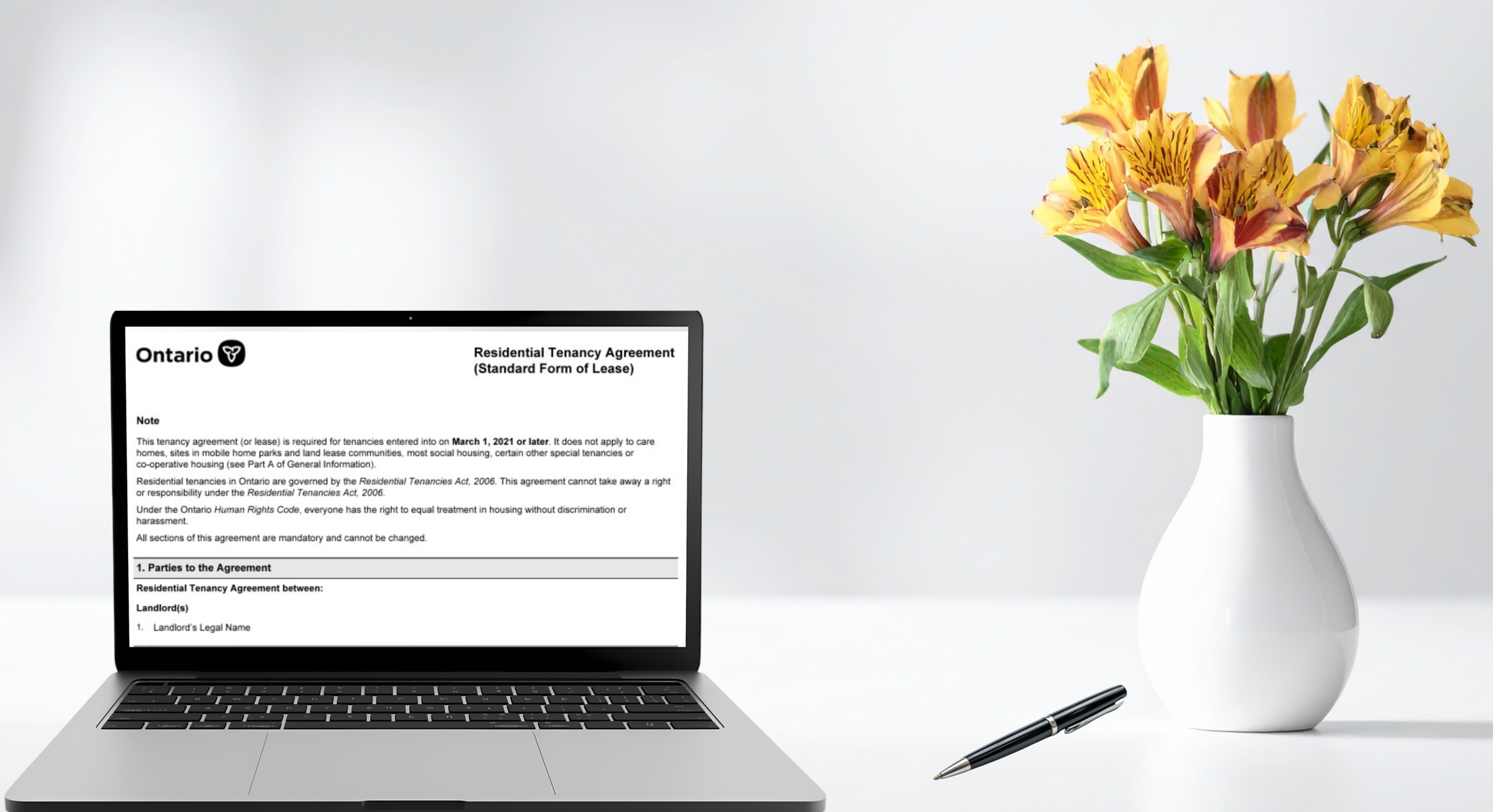 Residential lease agreement highlighting terms that may be unenforceable under Ontario law.