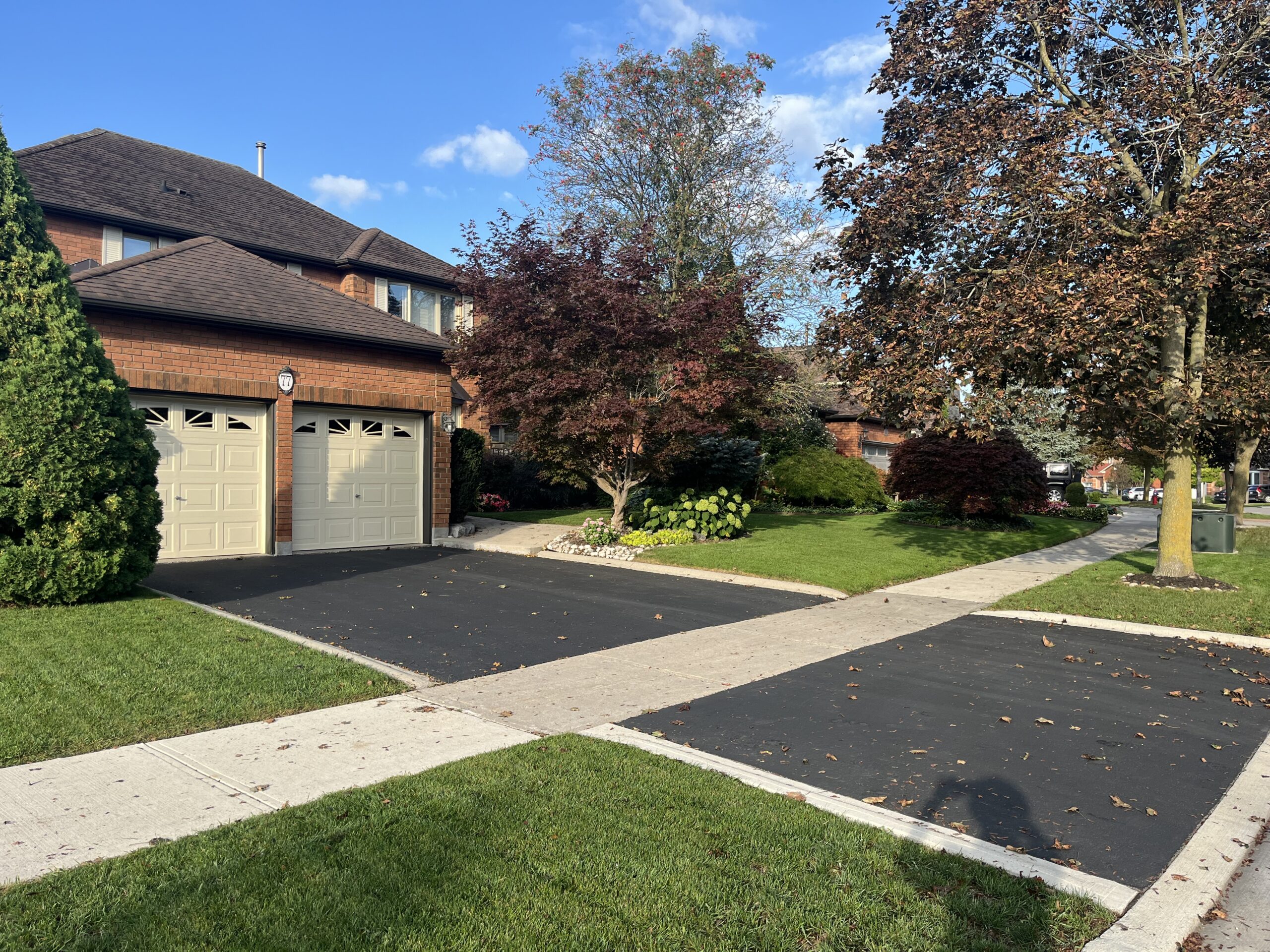 Tree-lined residential street with detached homes in Snelgrove, Brampton, Ontario.
