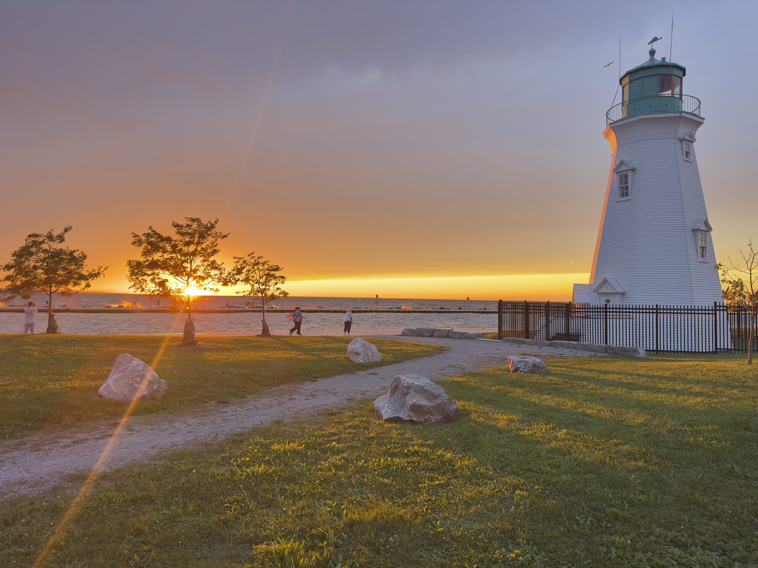Port Dalhousie lighthouse at sunset on Lake Ontario in St. Catharines