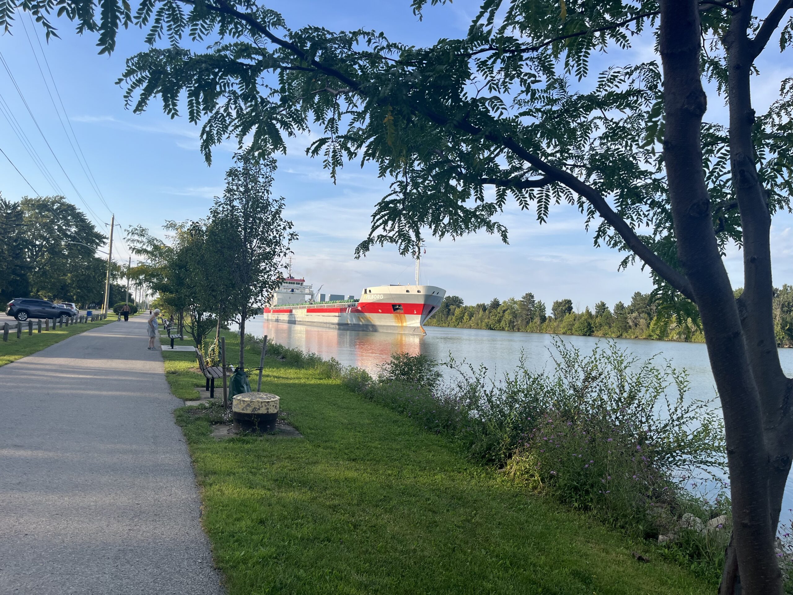 Ship travelling through the Welland Canal in St. Catharines